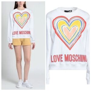 🆕️ Love Moschino Heart Sweatshirt White New Preppy Size US 4 Streetwear